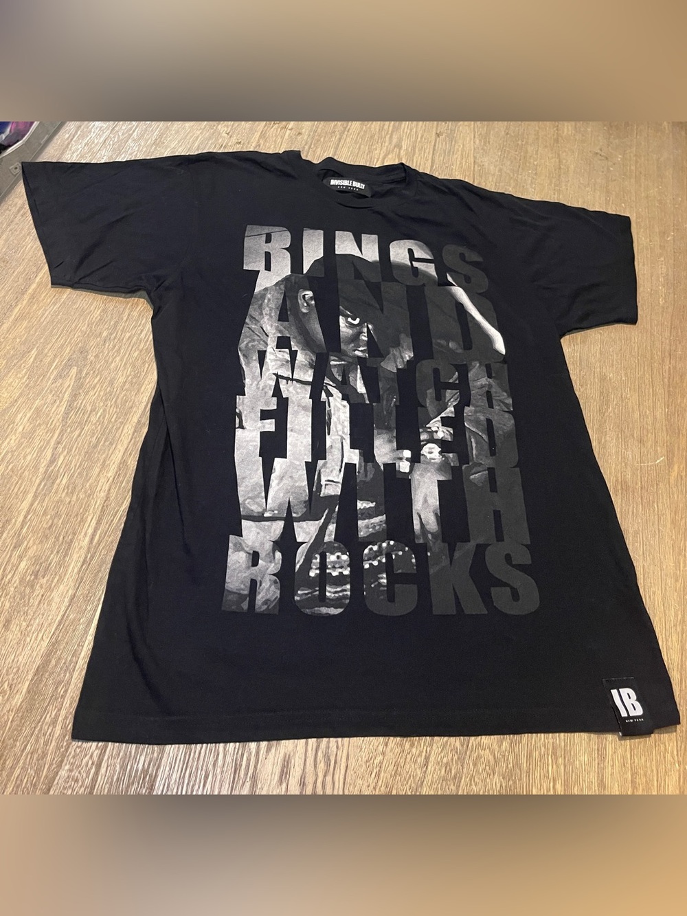 Invisible Bully ‘Bigge’ Black Short-Sleeve Graphic Tee with Gloss Print, Med.